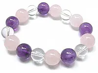 Amethyst Rose Quartz and Clear Quartz Beads Bracelet