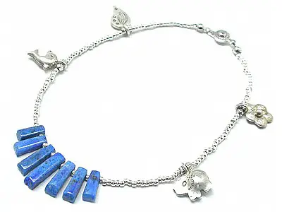 Lapis and Silver Pharaoh Ankle Bracelet