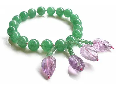 Aventurine with Amethyst and Silver Bracelet