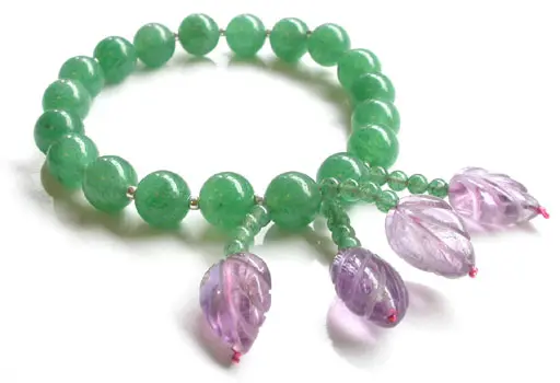 Aventurine with Amethyst and Silver Bracelet