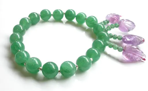 Aventurine with Amethyst and Silver Bracelet