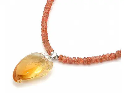 Citrine Pendant Sun Stone Necklace