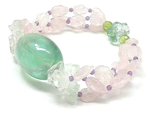 Fluorite Bracelet with Rose Quartz