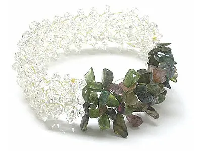 Tourmaline and Clear Quartz Band Bracelet