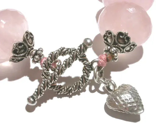 Rose Quartz Faceted Beads and Silver Bracelet