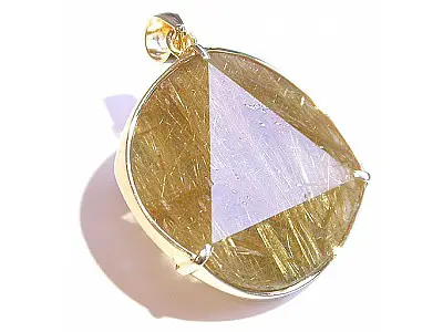 Rutile Star of David Pendant in 18K Gold Brace