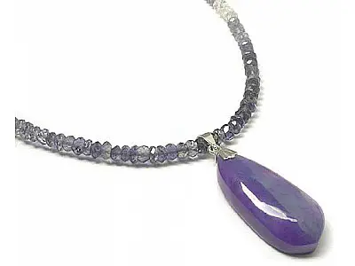 Sugilite Pendant on Iolite Necklace