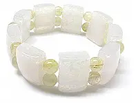 White Chalcedony and Rutilated Quartz Bracelet