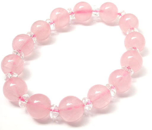 Rose Quartz Beads and Clear Quartz Bracelet