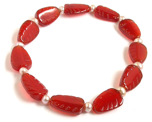 Red Agate and Pearl Bracelet