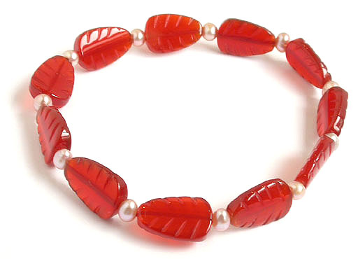 Red Agate and Pearl Bracelet