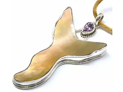 Golden Shell in Silver with Amethyst Crown Pendant