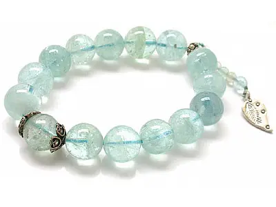 AquaMarine Beads and Silver Bracelet