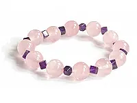 Rose Quartz Beads and Amethyst Cube Bracelet