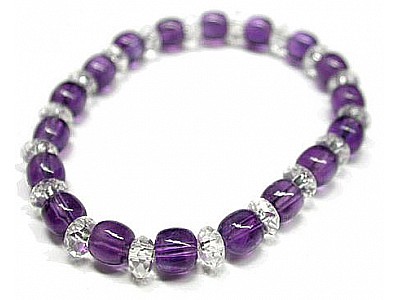 Amethyst and Clear Quartz Beads Bracelet