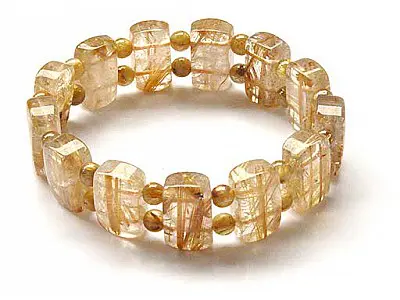 Rutilated Quartz Bracelet with Rutilated Quartz Beads