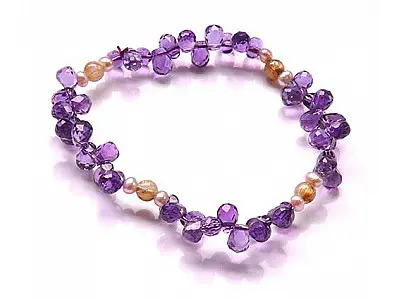 Amethyst Beads Bracelet with Rutilated Quartz Beads