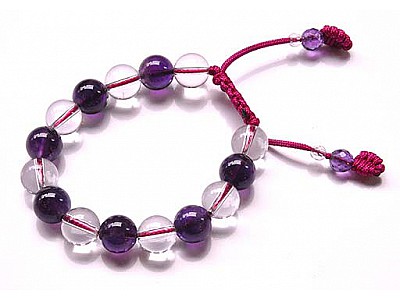 Amethyst and Clear Quartz Beads Bracelet