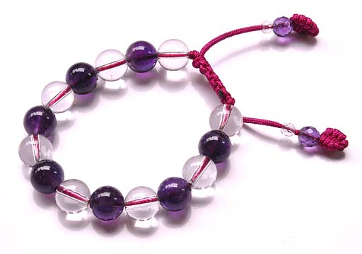 Amethyst and Clear Quartz Beads Bracelet