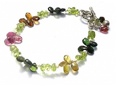 Tourmaline Peridot Pearl Bracelet