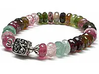 32 Bead Tourmaline and Silver Bracelet