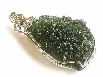 Moldavite in Silver Pendant