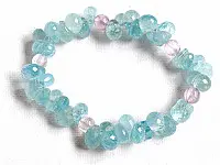 Genuine Aquamarine AAA faceted briolette with Kunzite bracelet