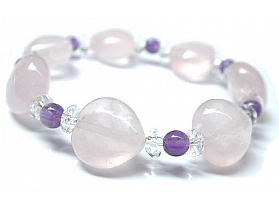 Heart Shape Rose Quartz Bead Bracelet