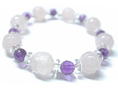 Rose Shape Rose Quartz Bead Bracelet