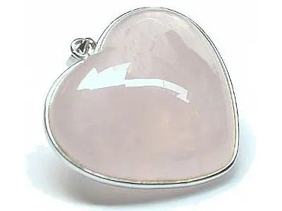 Rose Quartz Heart Pendant in Silver