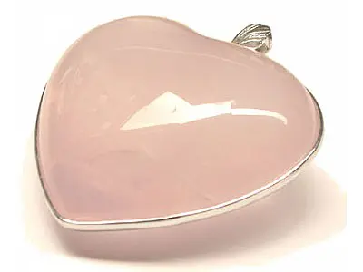 Rose Quartz Heart Pendant in Silver