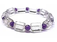 Rutilated Quartz and Amethyst Bracelet