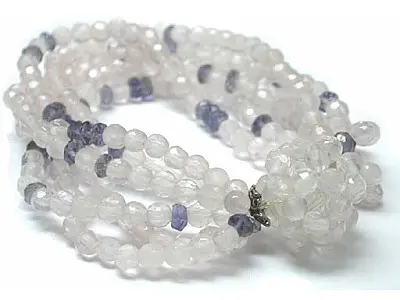 Rose Quartz and Iolite Bead Bracelet