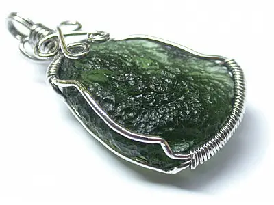 Moldavite in Silver Pendant