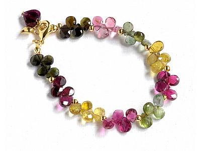 Genuine Tourmaline AAA Teardrop faceted briolette bracelet