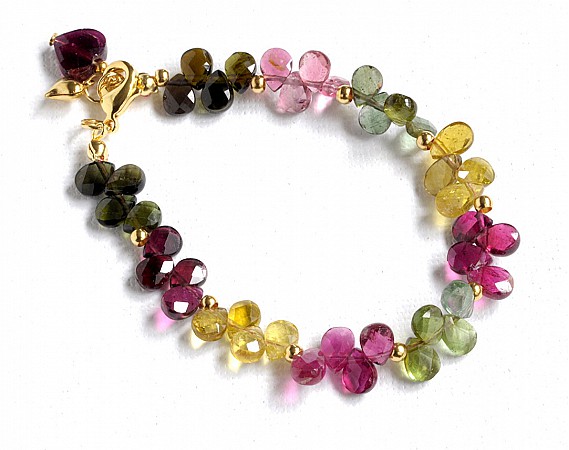 Genuine Tourmaline AAA Teardrop faceted briolette bracelet