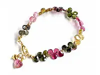 Genuine Tourmaline AAA Teardrop faceted briolette bracelet