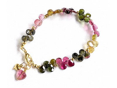 Genuine Tourmaline AAA Teardrop faceted briolette bracelet