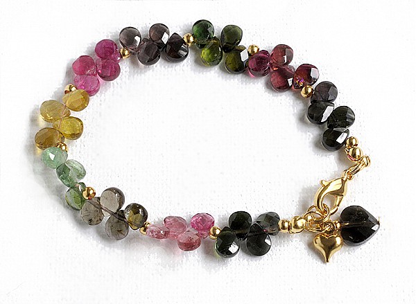 Genuine Tourmaline AAA Teardrop faceted briolette bracelet