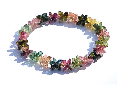 Genuine High Quality Rainbow Tourmaline Briolettes Bracelet