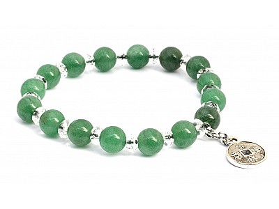 Aventurine Clear Quartz and Silver Beads Bracelet