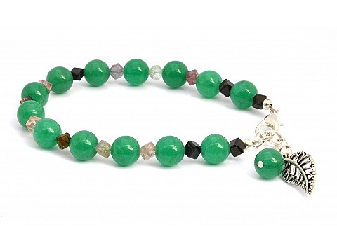 Aventurine Tourmaline and Silver Beads Bracelet