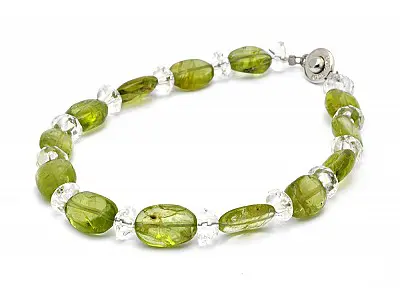 Peridot and Clear Quartz Bracelet