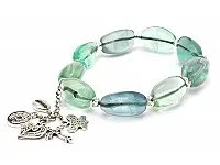 Fluorite Pebble with Silver Bracelet