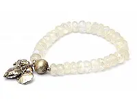 Moon Stone Beads Bracelet with Silver Ornaments