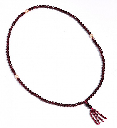 Genuine Rhodolite Garnet with Pearl Beads Mala