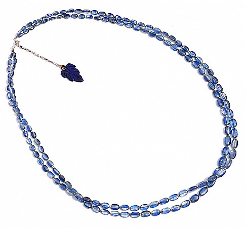 Blue Kyanite Necklace with Lapis Hanger