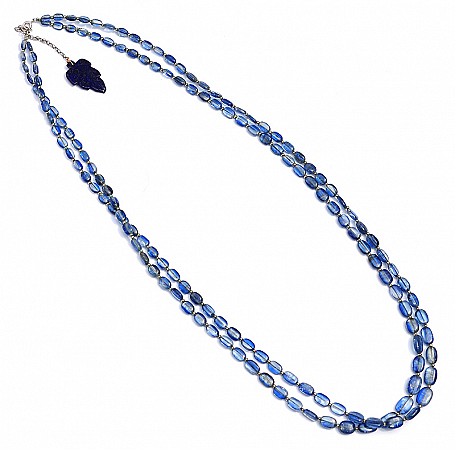 Blue Kyanite Necklace with Lapis Hanger