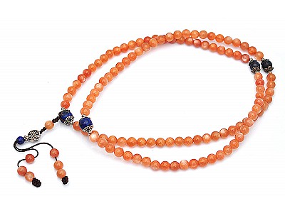 Sun Stone and Lapis Beads 108 Mala