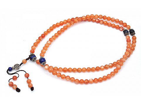 Sun Stone and Lapis Beads 108 Mala